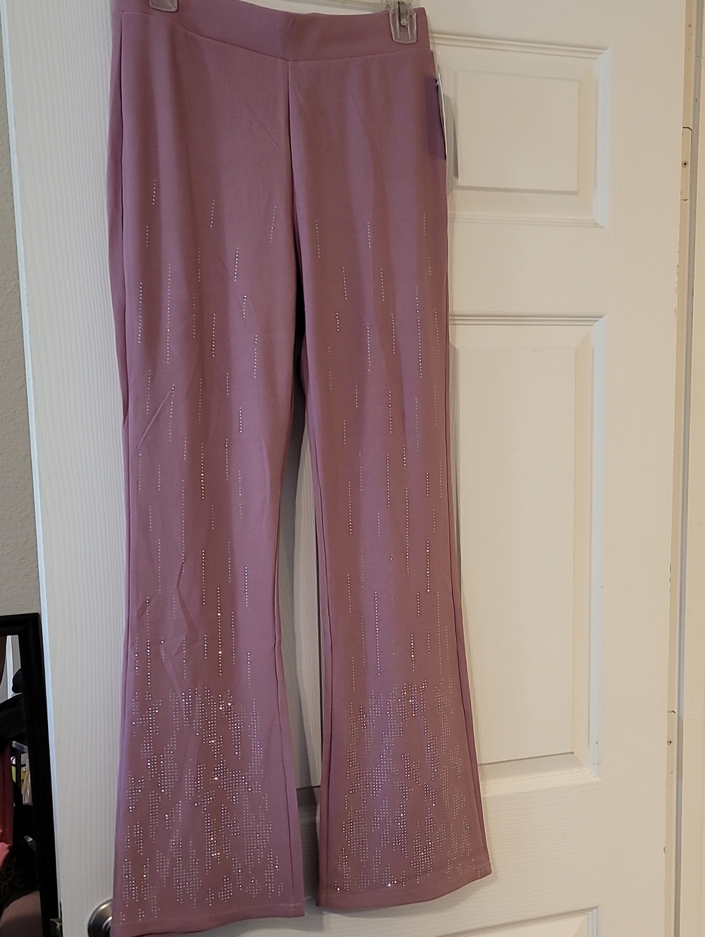 Women's Mauve Rhinestone Flared Pants